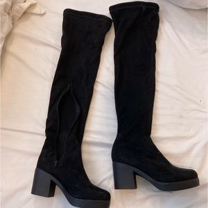Thigh high heeled boots